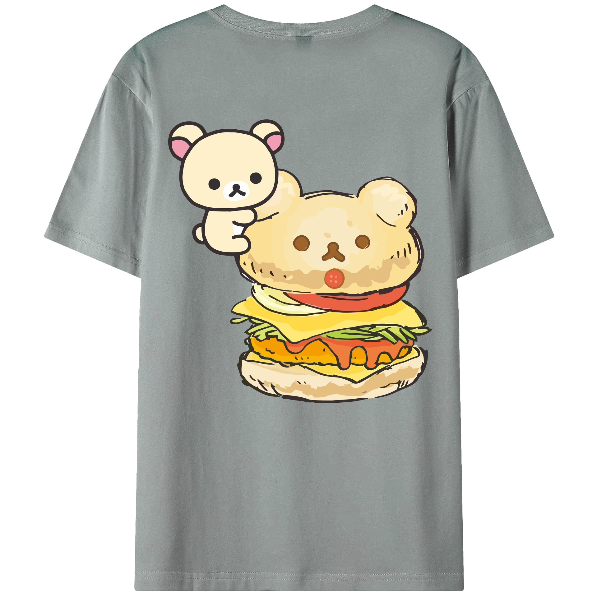 （画像用） リラックマ リラックマ キイロイトリ Rilakkuma Korilakkuma Kiiroitori 綿100％ メンズ半袖Tシャツ（バックプリント） 通気性